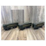 Qty 3 painted American Flyer (marked 3 NSP) pullma