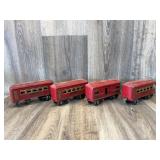 Qty 3 American Flyer tin rail cars, 1 American Fly