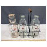 Milk Bottles Fostoria, 2 McLaughlin Milk w Metal a