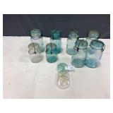 8 Mason Jars, Bail Lids