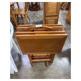 Wood TV Trays w Stand  (4)