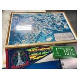 Fostoria Map, Kings Island Pennet & License plate