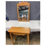 Matching Wood Mirror 23' x 35' & Hall Table  28'
