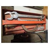 Metal tool caddy with large wrenches