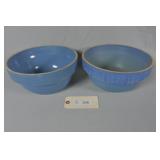 Qty of 2 10' Cobalt Blue Stoneware Mixing Bowl