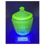 A.H. Uranium glass 'Ballerina Pattern' Cookie Ja