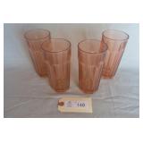 Heisey Colonial Pink Glasses 6' High. Qty of 4