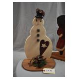 Wooden Snowman and Santa 19" High