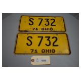 1971 Ohio License Plates
