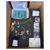 Vintage Jewelry Collection With Gold Tone Necklace
