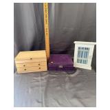 Vintage Wood and Velvet Jewelry Boxes and Cabinet