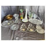 Vintage Holiday Glassware Snowman Platters And Dec