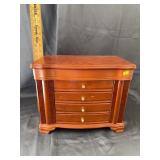Vintage Wooden Jewelry Chest with Four Drawers and