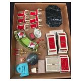 Vintage Dollhouse Miniature Dining and Living Room