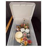 Assorted Ceramic Figurines Floral Ornaments and Tr