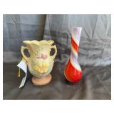 Hull Art Pottery Floral Vase and Swirled Glass Vas