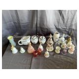 Vintage Ceramic and Glass Collectible Bells and Va