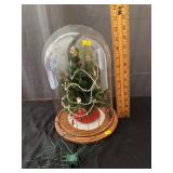 Miniature Christmas Tree Under Glass Cloche Dome