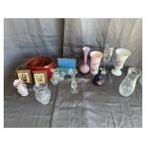 Assorted Vintage Glassware Ceramic Vases and Decor