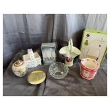 Assorted Home Decor Lot Ceramic Baskets and Glassw