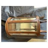 Vintage Wooden Tabletop Curved Glass Curio Display