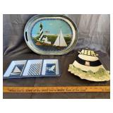 Nautical Lighthouse Decor Serving Tray and Beach T