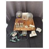 Assorted Miniature Tabletop Figurines and Glass Di