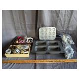 Assorted Kitchenware Lot With Baking Pans Cookie C