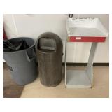 Wood Podium & 2 Trash Cans