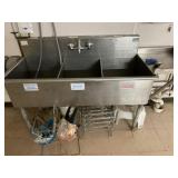 Triple Sink w/side Shelf, Paper Towel Dispenser, W