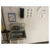 Hand Sink, Soap Dispenser, Wire Rack