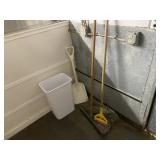 Waste Basket, Mop & Squeegee, Plastic Shovel