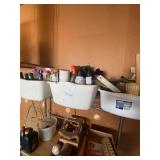 Top Shelf: 3 Plastic Tubs w/Misc Shop Contents