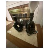 Pair Black Lamps, 1 Shade