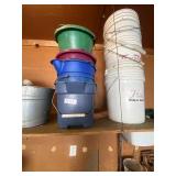 Shelf of Buckets and a Watering Can