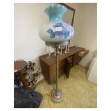 Floor Lamp w/Hanging Crystal Prisms and Blue