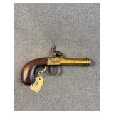 Antique Brass Cannon Barrel Percussion Pistol