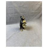 Antique Cast Iron Bear Stealing Pig Still Bank