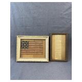 Framed Miniature 13 Star US Flag & Ephemera