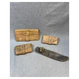 Antique Embossed Leather Wallets & Sheath