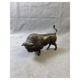 Cast Metal Charging American Bison Statue