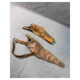 Pair of Antique Leather Shot Pouches with Chargers