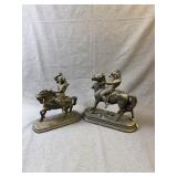 Pair of Cast Metal Equestrian Figures