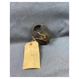 Antique Iron Padlock with Brass Cylinder and Key