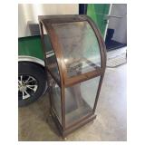 Antique Oak Curved Glass Cane Display Case