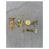 Antique GAR Medal & US Military Insignia Lot