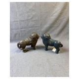 Antique Cast Iron Lion Still Penny Banks Pair