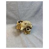 Gilt Cast Metal Wild Boar & Tree Stump Desk Tidy