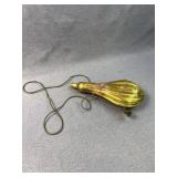 Antique Brass Fluted Black Powder Flask with Cord