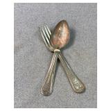 Antique Metal Mess Kit Spoon & Fork Set - SF